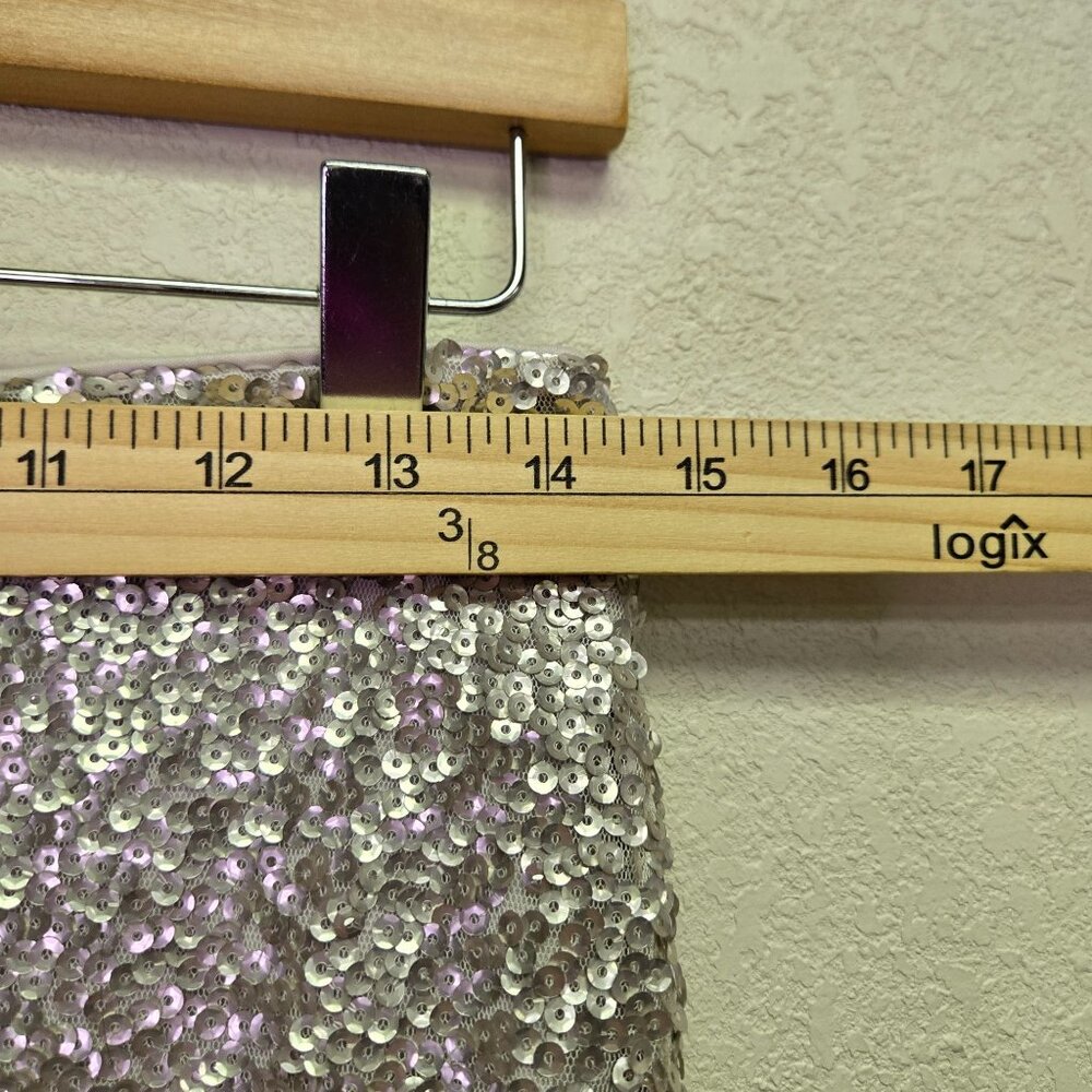 Vintage Y2K Silver Sequin Mini Skirt Party Festival Rave Stretch XS - Picture 6 of 9